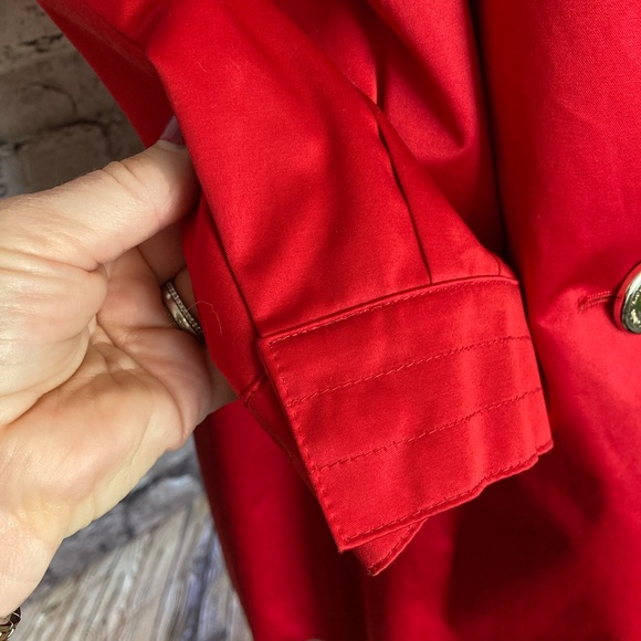 Darling, red sateen, Calvin Klein raincoat size small. - Picture 7 of 15